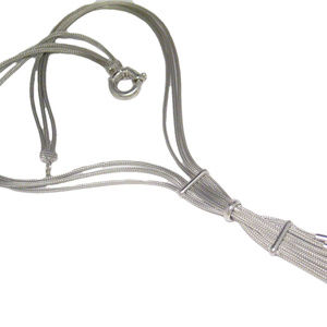 Sterling Silver Necklace | Woven Mesh Style Lariat